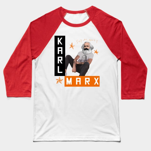 Karl Marx Baseball T-Shirt by lucamendieta